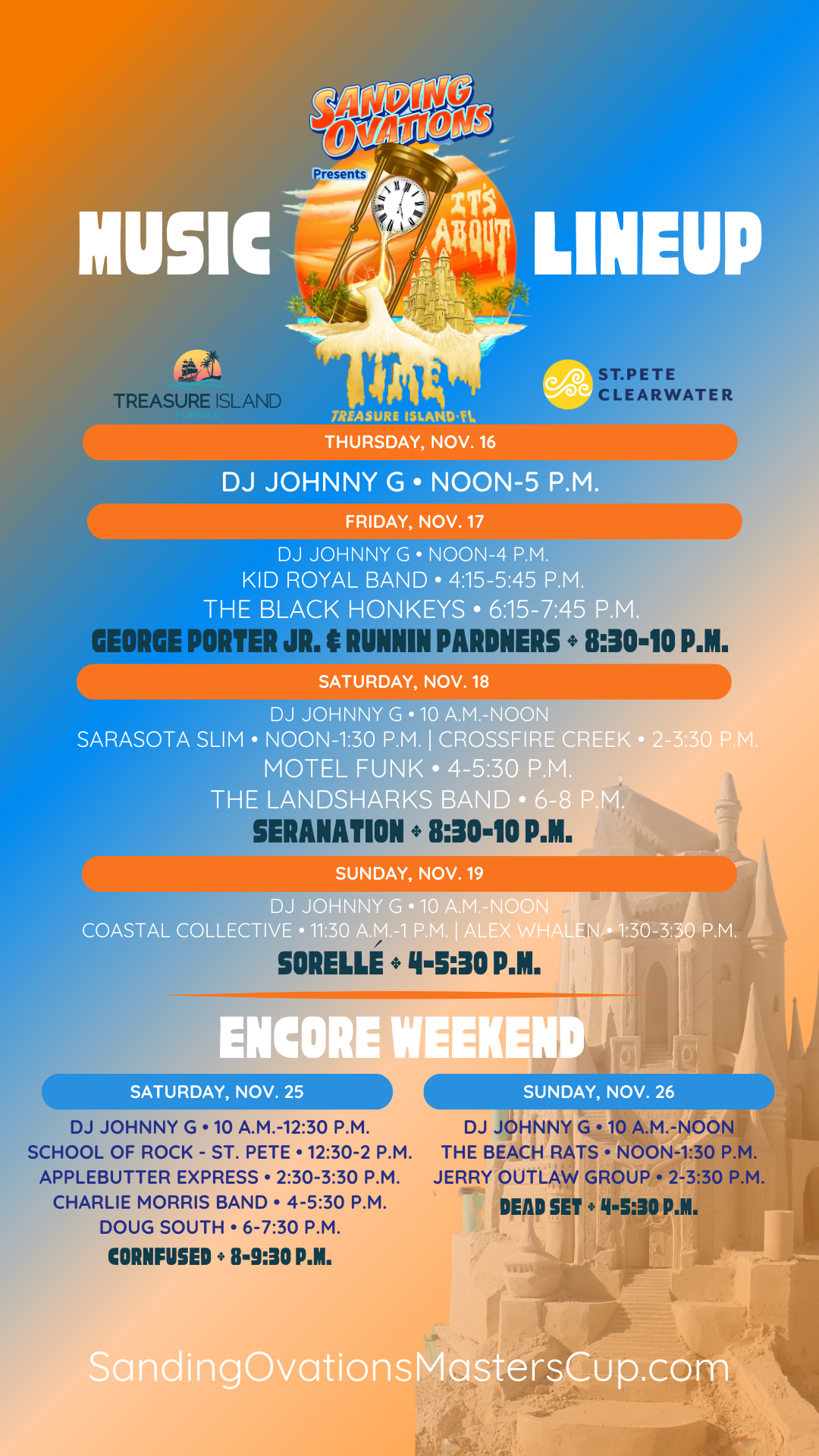 Sanding Ovations Music Lineup