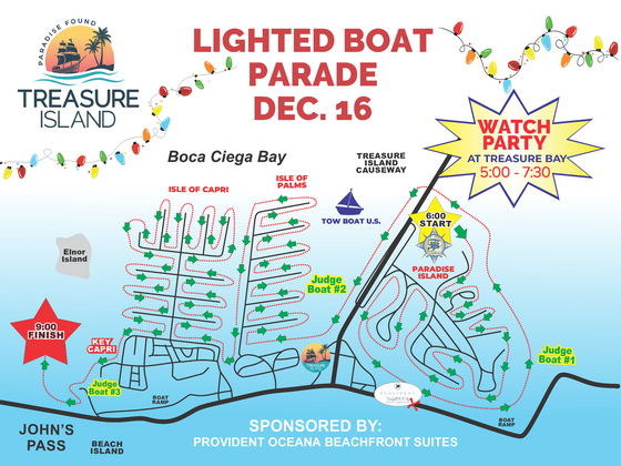 2023 Treasure Island Holiday Lighted Boat Parade Map