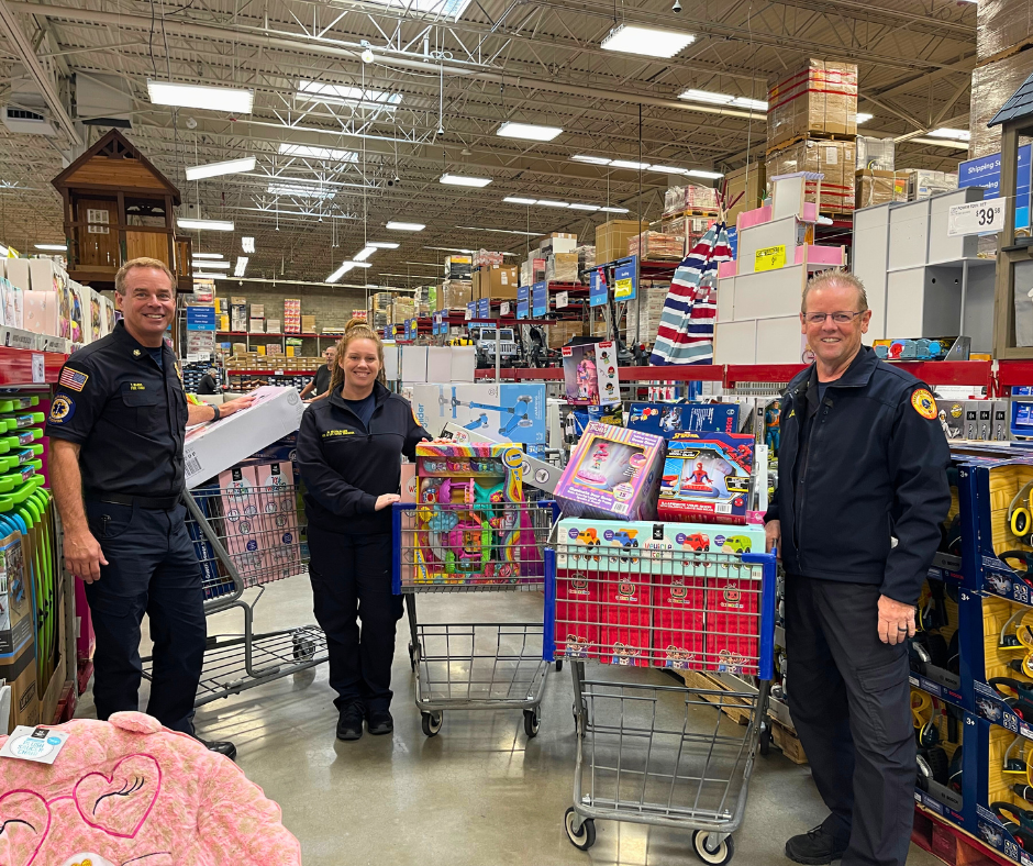 Treasure Island Fire Rescue personnel shopping for toys