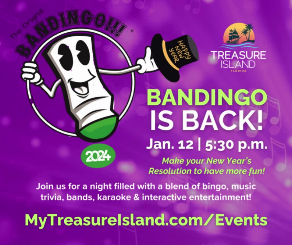 Bandingo is back in Treasure Island on Friday, January 12 at 5:30 p.m. at Treasure Bay