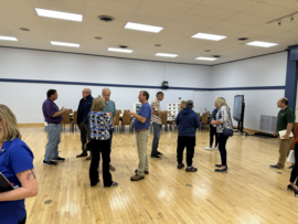 Residents of Treasure Island attending a meeting for the Paradise Blvd. Median Landscaping Project