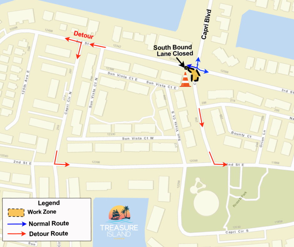 Map of work on lift station lids on the Isle of Capri