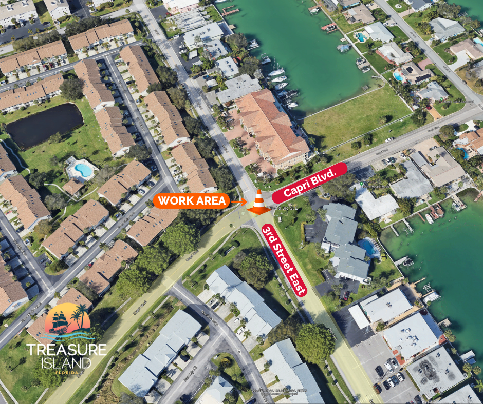 Map of construction work on Capri Blvd.