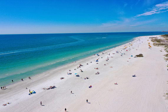 Wide aerial of Treasure Island Beach