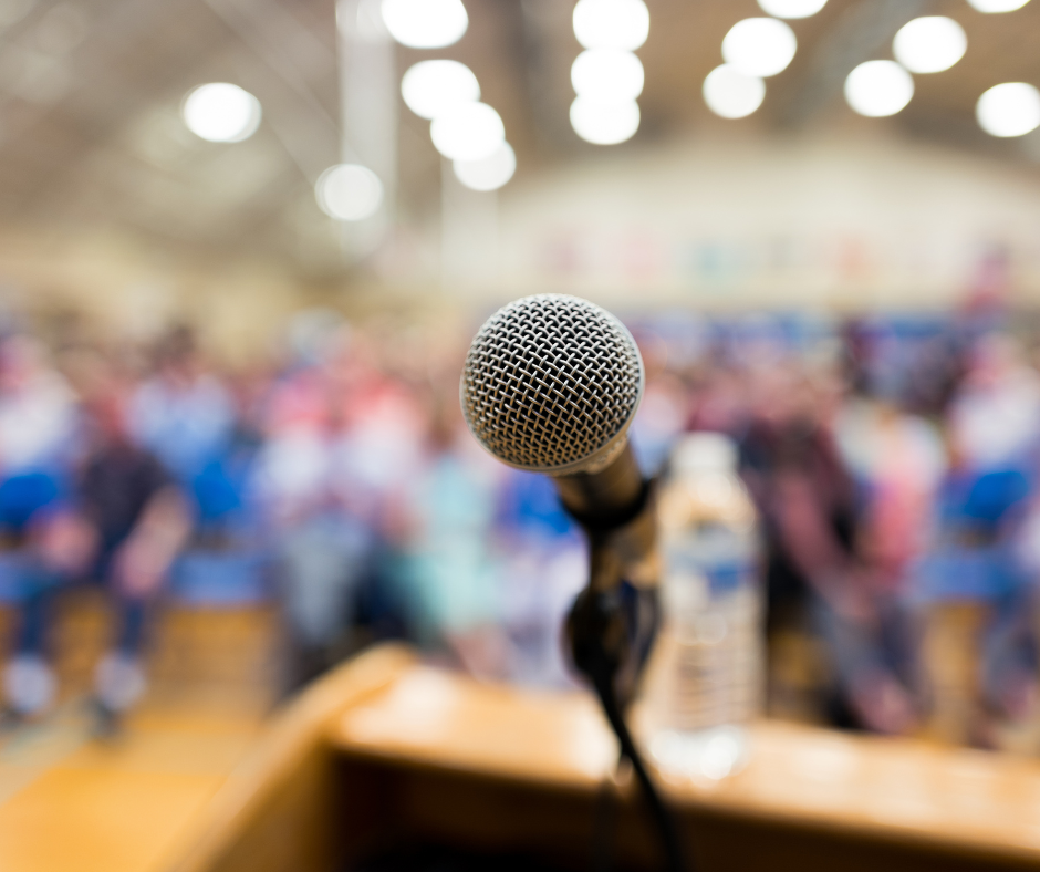 Microphone in front of crowd