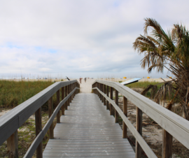 Beach boardwalk onto Treasure Island BEach