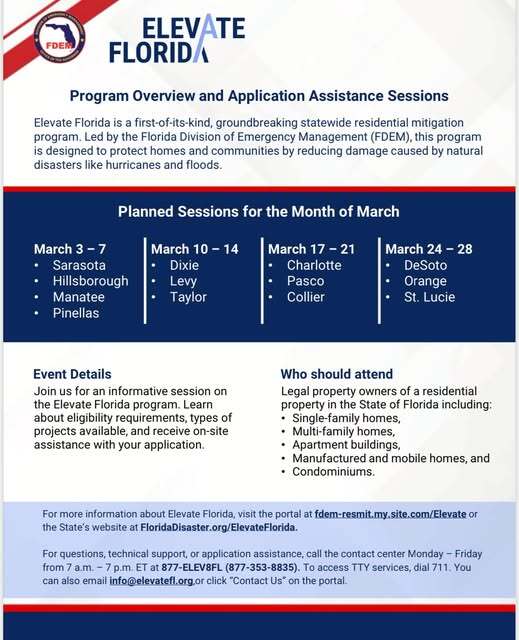 Elevate Florida upcoming informative sessions