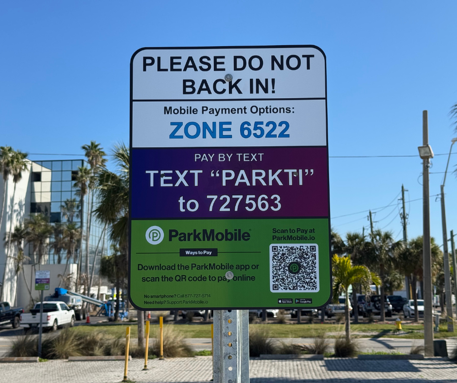 Treasure Island pay for parking sign