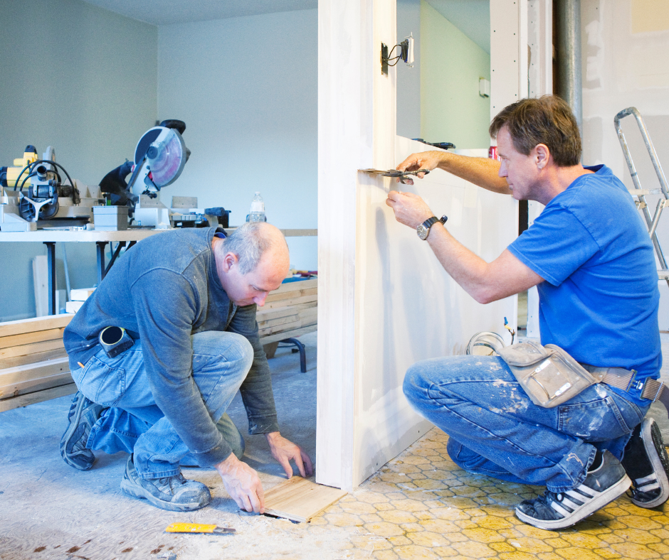 Contractors working on a home's interior