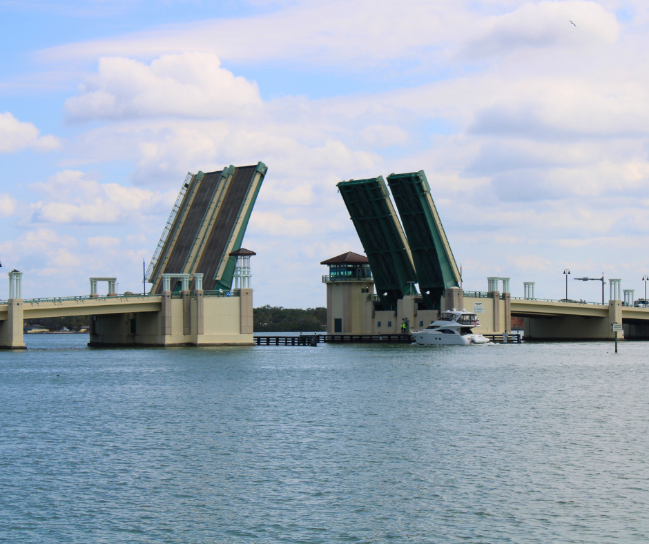 View of the Treasure Island Causeway Bridge in the open position