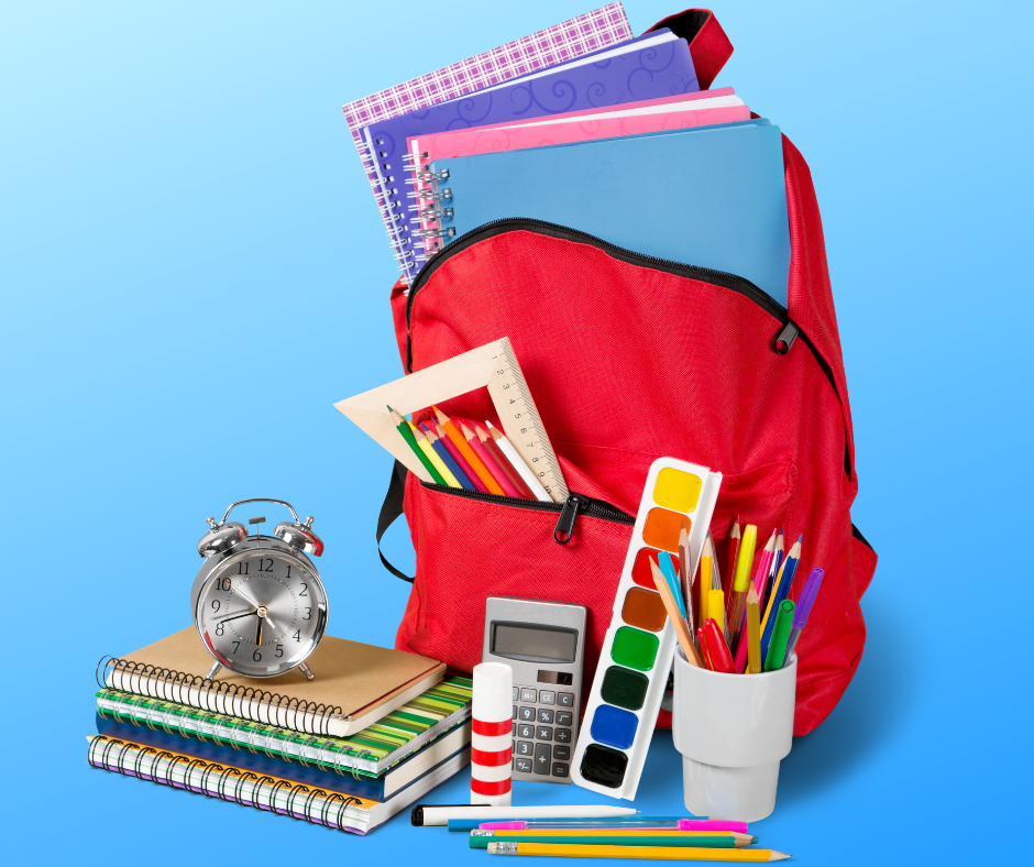 Backpack with school supplies