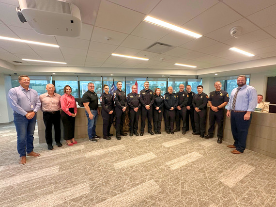 Treasure Island Fire Rescue members pictured with City Commissioners after receiving awards