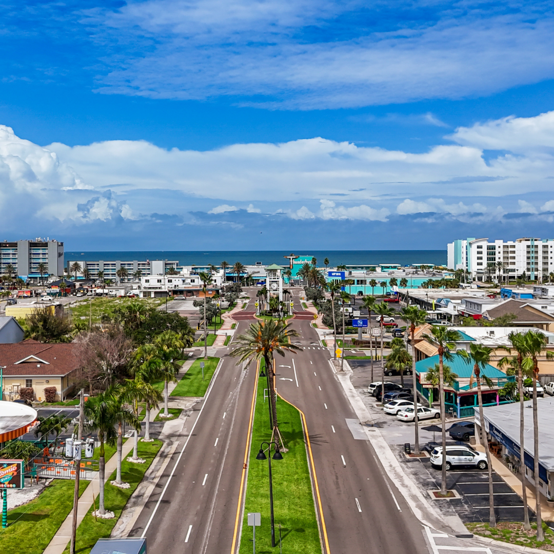 Aerial view of downtown Treasure Island