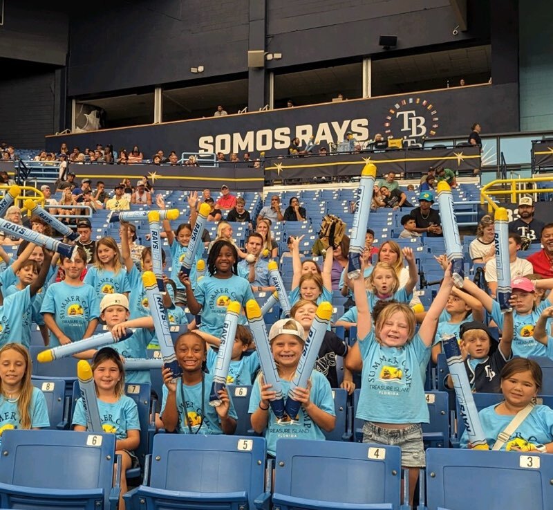 Treasure Island Summer Camp kids at a Tampa Bay Rays baseball game