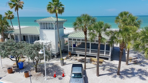 Aerial of front of the Sunset Beach Pavilion