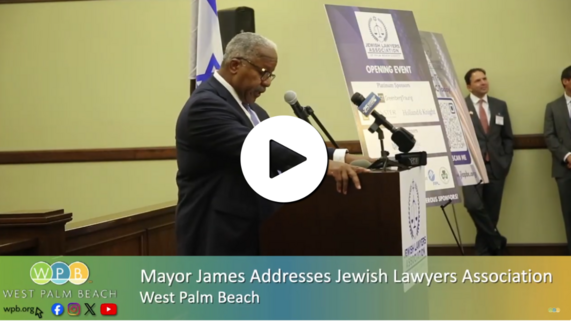 WPB-TV Video Mayor James Addresses Jewish Lawyers Association of Palm Beach County