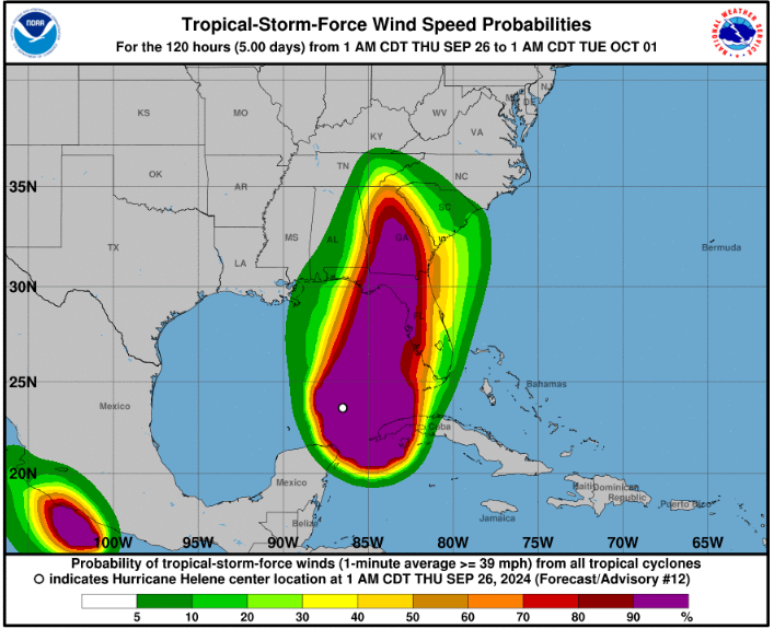 HURRICANE HELENE Wind Speed Probabilities