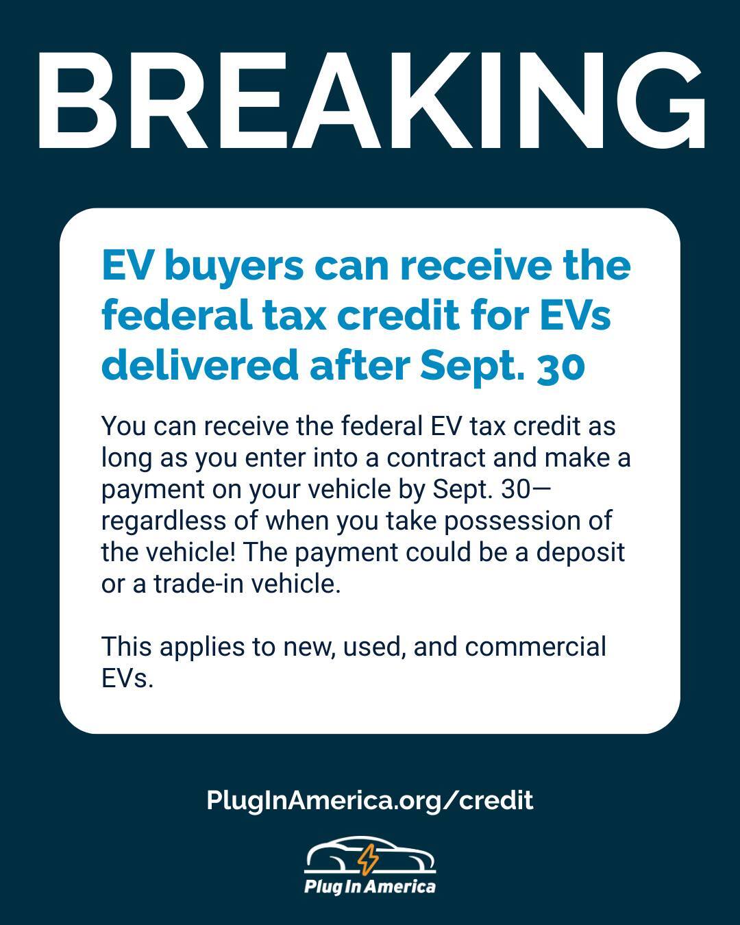Plug In America EV Tax Credits