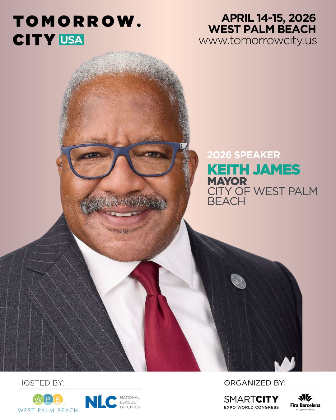 TOMORROW.CITY USA Mayor James promo graphic