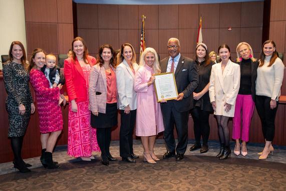 Junior League of the Palm Beaches Proclamation Group photo with Mayor Keith James 
