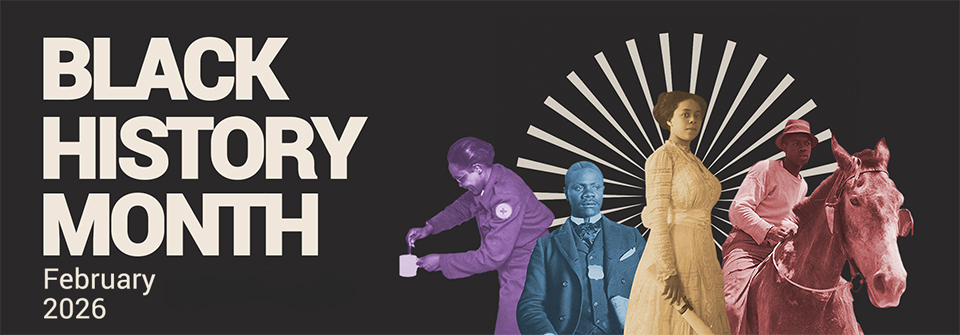 Celebrate Black History Month at the Mandel Public Library - Graphic features important historical figures 