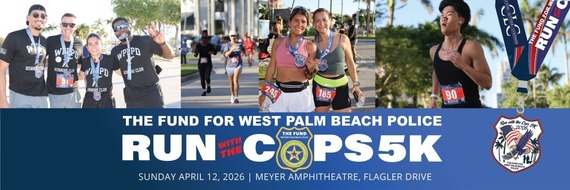 Join the West Palm Beach Police Department for the 10th Annual Run with the Cops 5K 2026 promo banner 