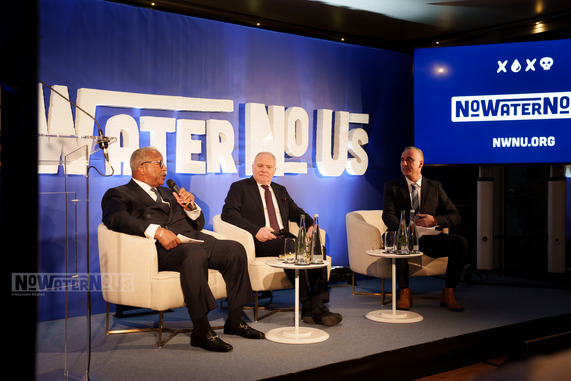 No Water No Us Conference Panel, Mayor James and others seated on stage. Mayor talking. 