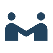 Icon of two people reaching toward one another