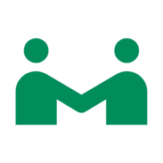 Icon of two people reaching toward one another 