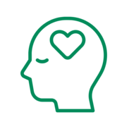 Icon of person side profile with eyes closed and heart 