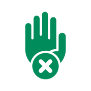 Icon with hand and X for "stop"