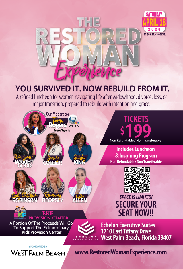 The Restored Woman Experience: From Loss to Legacy on Saturday, April 18, 2026, from 11:30 a.m. to 3:00 p.m. at Echelon Executive Suites 