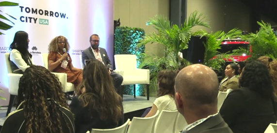 Tomorrow City USA in West Palm Beach video Stillshot of crowd listing to people talking on stage 