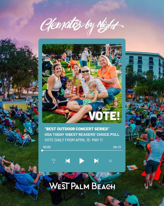 Vote for Clematis by Night! USA Today's 10 Best Outdoor Concert Series - West palm Beach 