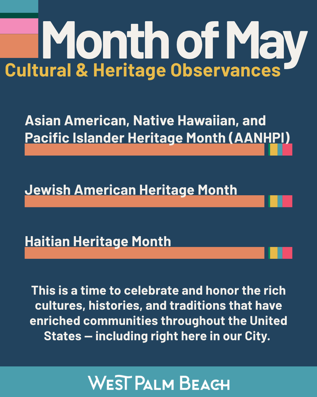 Asian American, Native Hawaiian, and Pacific Islander Heritage Month, Jewish American Heritage Month, Haitian Heritage Month 