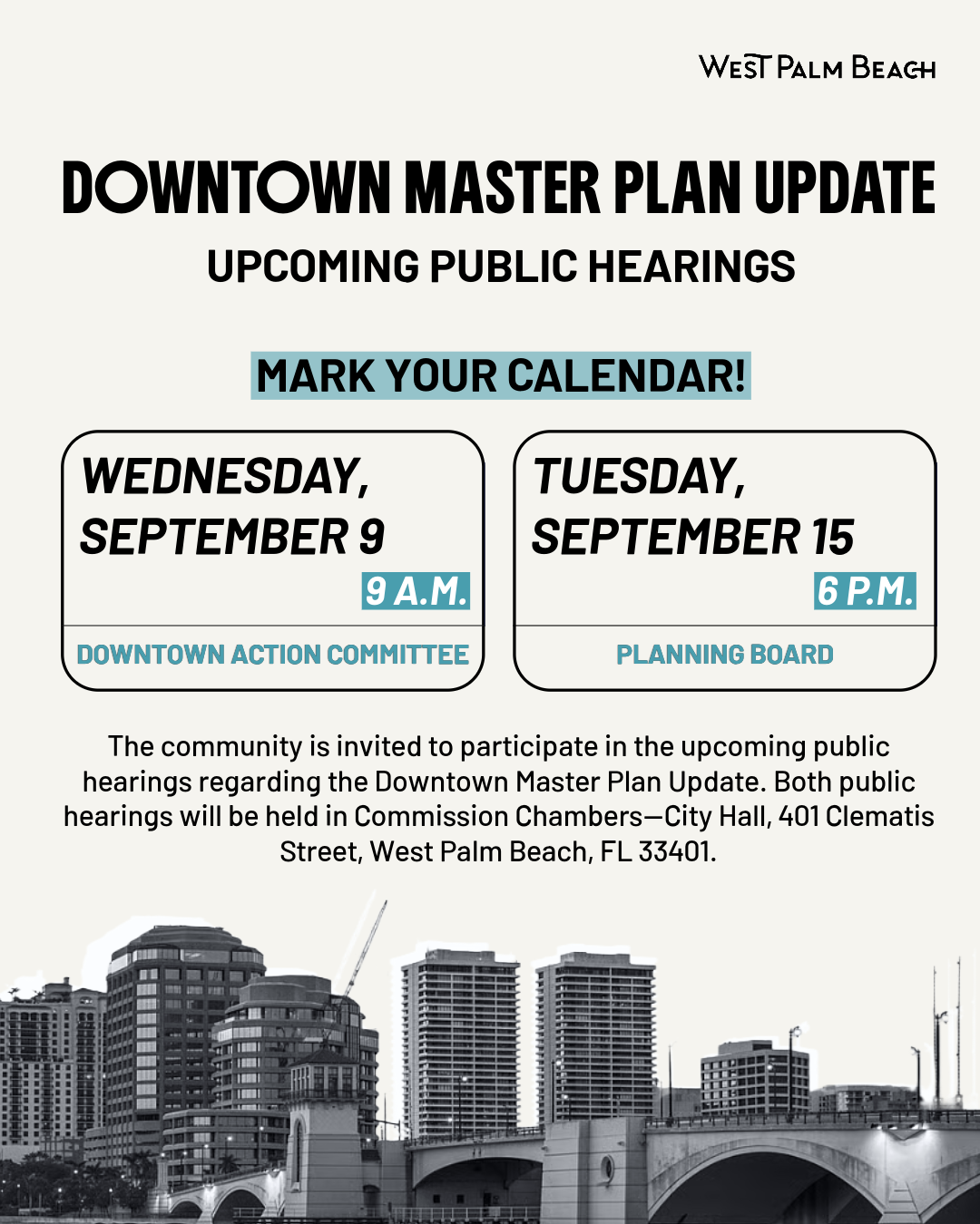 West Palm Beach Downtown Master Plan Update details in caption