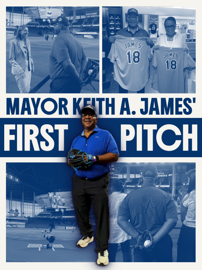 Mayor James first pitch at Marlins vs Nationals Game 
