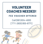 Call for Volunteer Coaches - Youth Flag Football October 2026 Registration, visit parks.wpb.org for more information