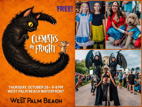 West Palm Beach Clematis by Fright on Thursday, October 29 at 6–9 p.m. FREE family outdoor event. WPB Waterfront 
