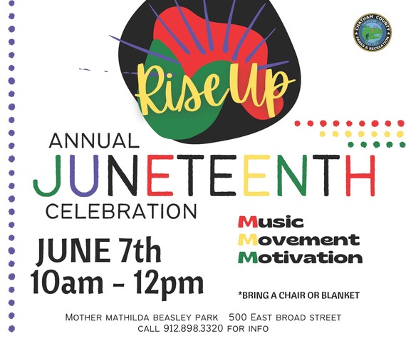 Juneteenth Celebration at Mother Mathilda Beasley Park on June 7th from 10am - noon