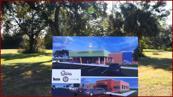 Architect's drawing of Early Childhood Learning Center on the site