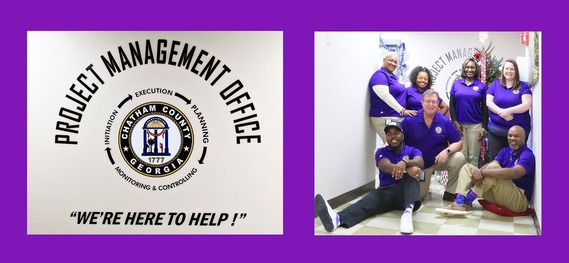 Project Management Office's signage and team