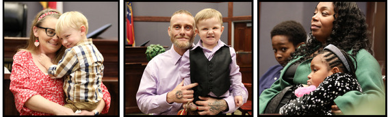 3 Anchor Court graduates with their children