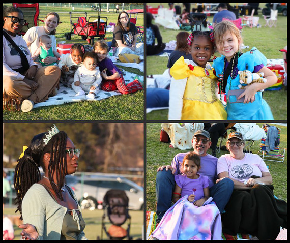 friends & families at Movie Night and Night Market in the park