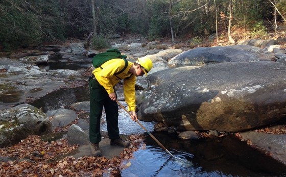Collecting samples on the Conasauga (DNR)