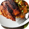 Blackened fish on plate