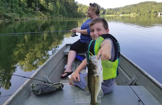 Young boy with bass