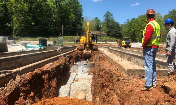 Installing stormwater system at Burton Hatchery (DNR)