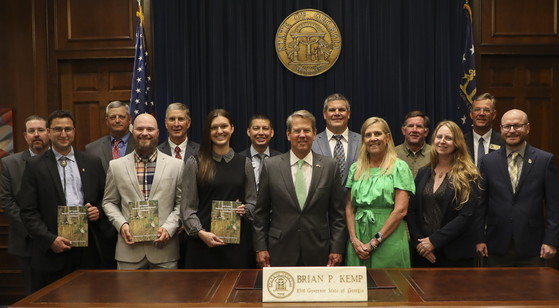 Gov. Brian and First Lady Marty Kemp with DNR leaders and 2022 Forestry for Wildlife partners (Office of the Governor)