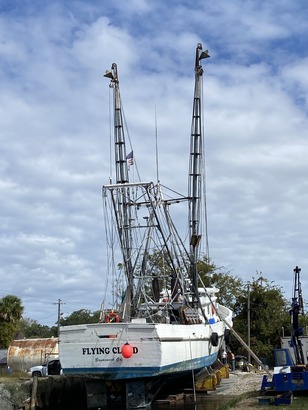 Shrimp boat on rail